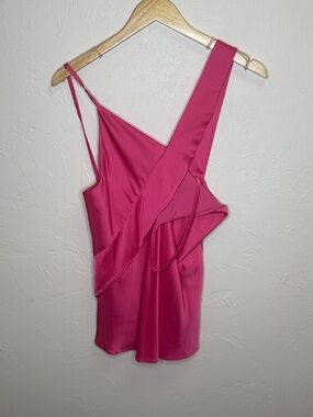 Helmut Lang Fuchsia Satin Asymmetric Strap Camisole